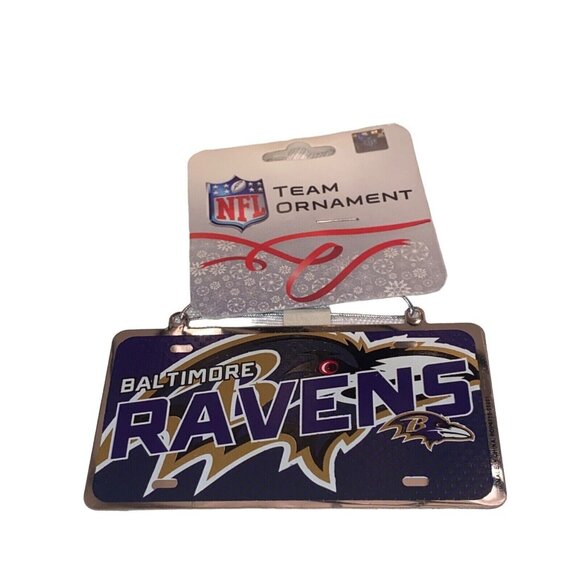 Baltimore Ravens NFL Team Ornament Metal License Plate Style Hanging Decor NEW - Picture 2 of 4